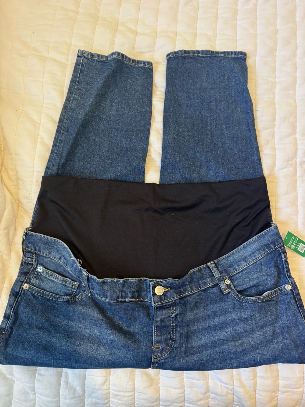Women's GAP Maternity Blue Denim Jeans with Black Stretch Panel
